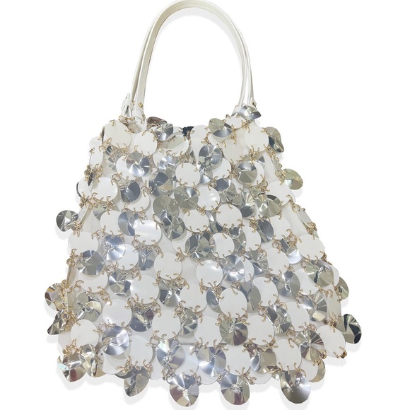 Paco Rabanne Handbags - RABANNE BY PACO RABANNE SPARKLE SILVER DISC BAG NEW
